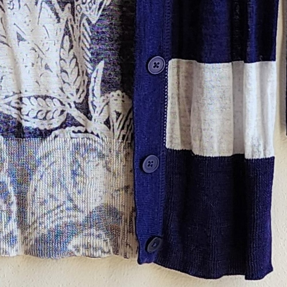 LOFT Purple/White Striped Mixed Media Cardigan Sweater Size Small - Picture 4 of 15